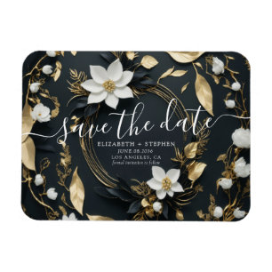 Magnet Flexible Couronne florale blanche et or Mariage Économisez 
