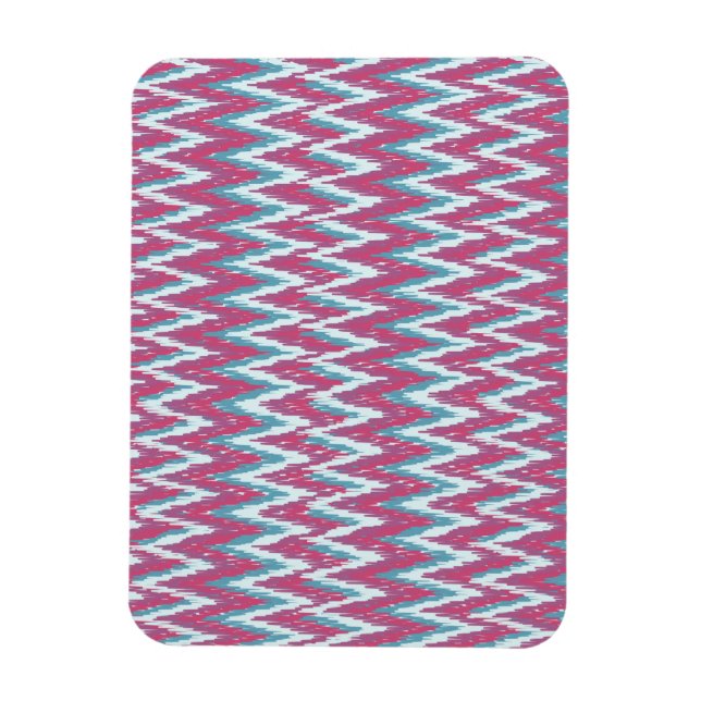 Magnet Flexible Cranberry et Turquoise Motif iKat ZigZag (Vertical)