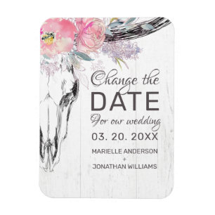 Magnet Flexible Crâne de vache rustique Boho floral Blush Modifier