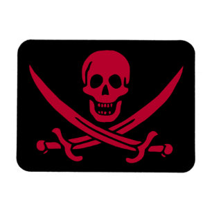 Magnet Flexible Crâne et épées de Crimson Drapeau pirate de Calico