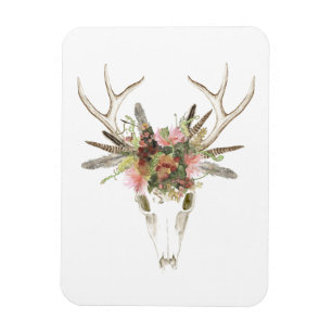 Magnet Flexible Crâne et fleurs de cerfs communs