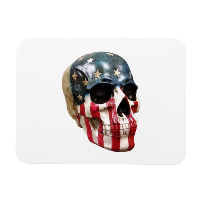 Magnet Flexible Crâne rouge blanc et bleu sur aimant (Horizontal)