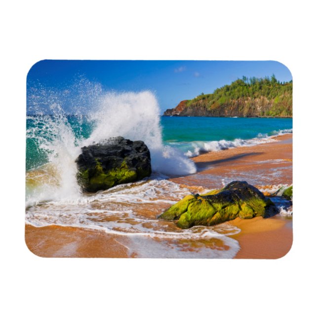 Magnet Flexible Crash des vagues sur la plage, Hawaii (Horizontal)