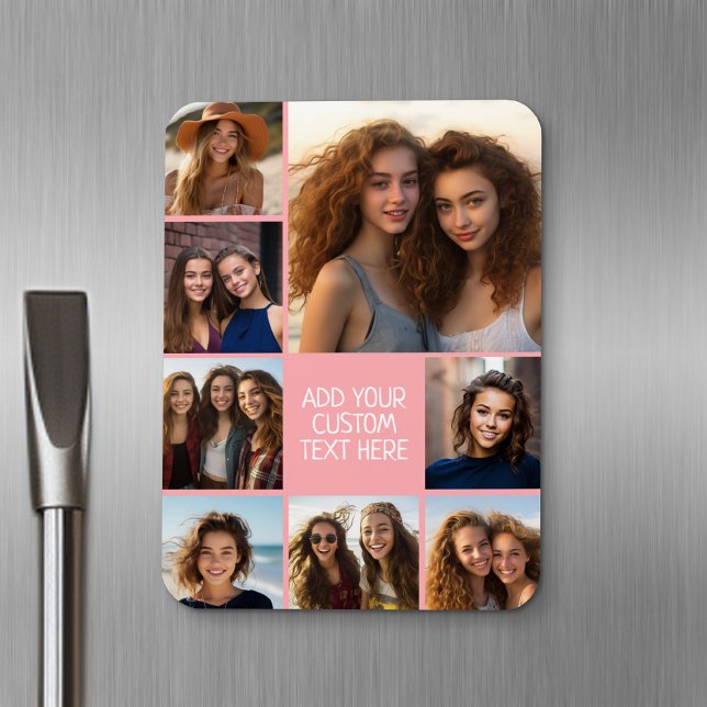 Magnet Flexible Créer un Collage Photo Personnalisé - 8 Photos - c (Personalized fridge magnet - add photos and custom text)