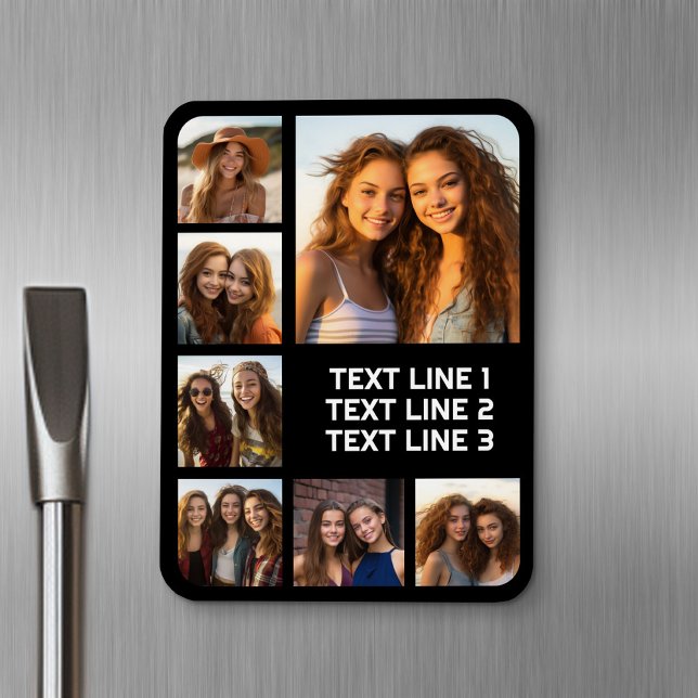 Magnet Flexible Créer un collage photo personnalisé avec 7 photos  (Personalized fridge magnet - add photos and custom text)