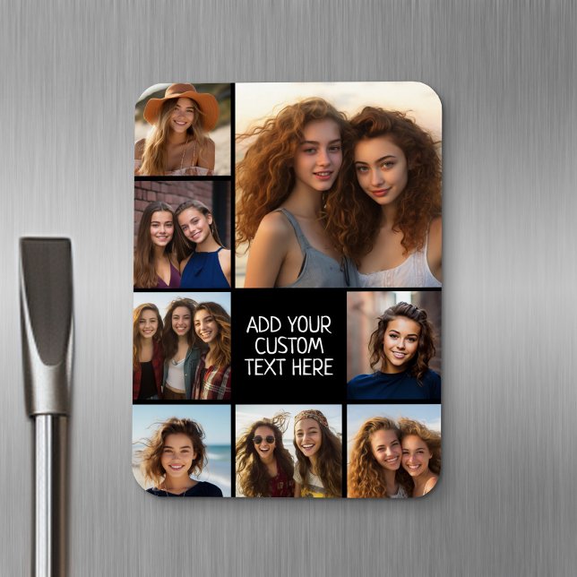 Magnet Flexible Créer un collage photo personnalisé avec 8 photos (Personalized fridge magnet - add photos and custom text)