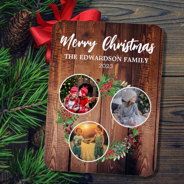 Magnet Flexible Créez votre propre collage photo de famille de noë (Merry Christmas flexible magnet card. You can add your own photos and create a unique magnet.)