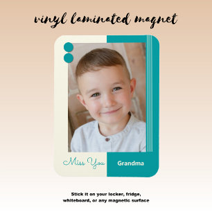 Magnet Flexible Crème et turquoise manquez votre grand-mère photo