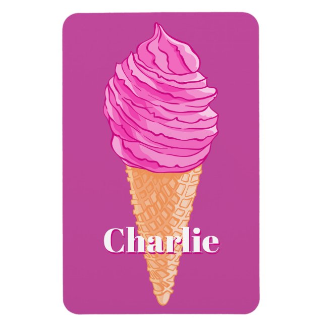 Magnet Flexible Crème glacée nom personnalisé et aimant couleur (Vertical)