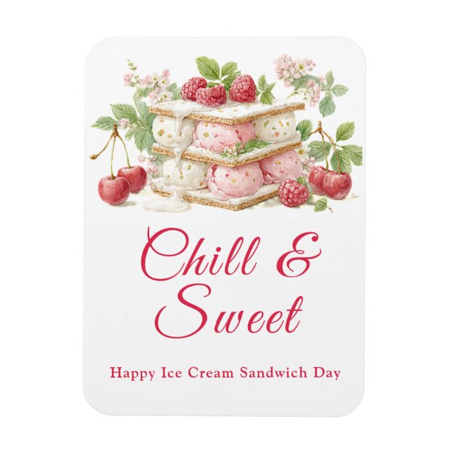 Magnet Flexible Crème glacée Sandwich Day Aquarelle Invitation (Vertical)