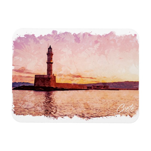 Magnet Flexible Crete Greece Oil Paint Sunset Art (Horizontal)