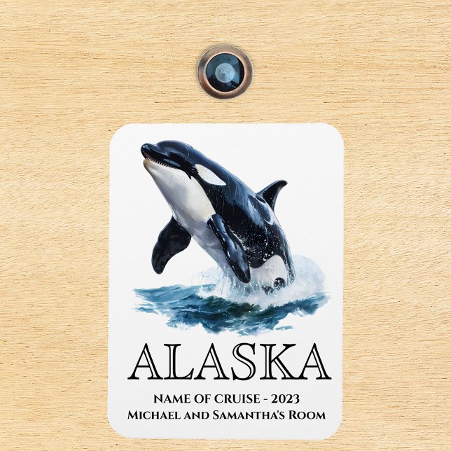Magnet Flexible Croisière Alaska Croisière Orca Jumping Aquarelle (Créateur téléchargé)