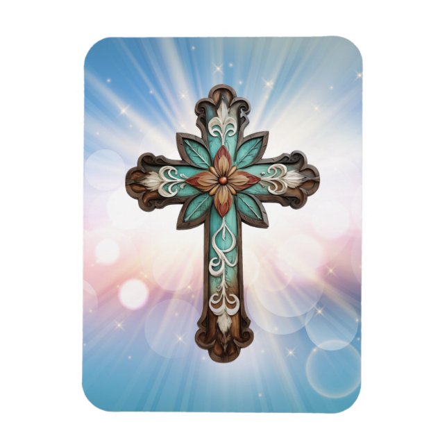 Magnet Flexible Croix chrétienne ornée (Vertical)