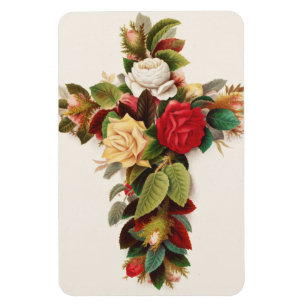 Magnet Flexible Croix de roses, illustration de l'ère victorienne