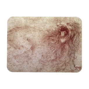 Magnet Flexible Croquis d'un lion d'hurlement (craie rouge sur le