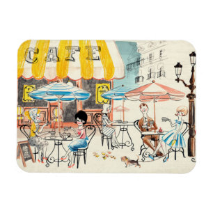 Magnet Flexible Croquis mignon de scène de la France Café