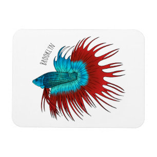 Magnet Flexible Crowntail betta fish dessin animé
