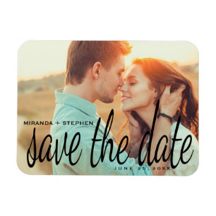Magnet Flexible Cursive Chic Enregistrer la date Mariage Photo Mag