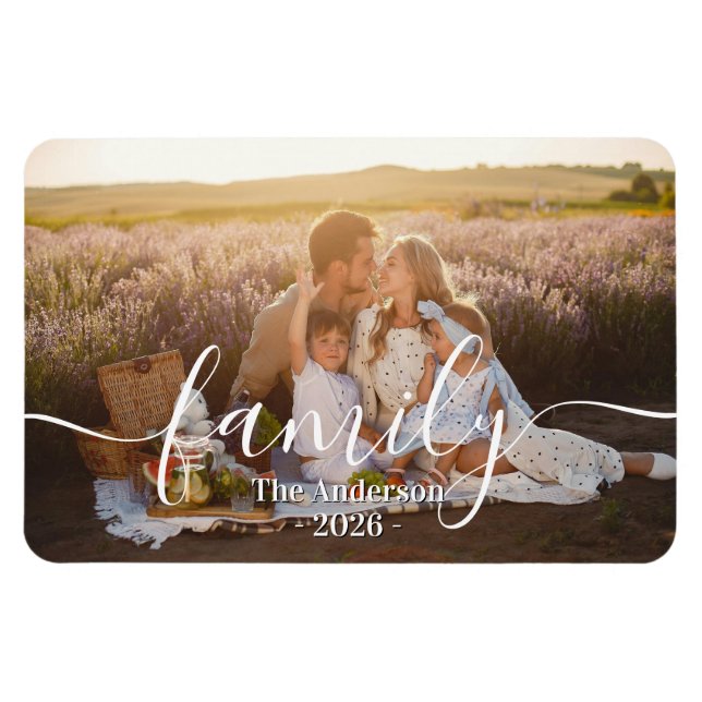 Magnet Flexible Custom Family Photo – Personalized Last Name (Horizontal)