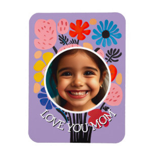 Magnet Flexible Custom Mother's Day Photo Love You Mom Flowers
