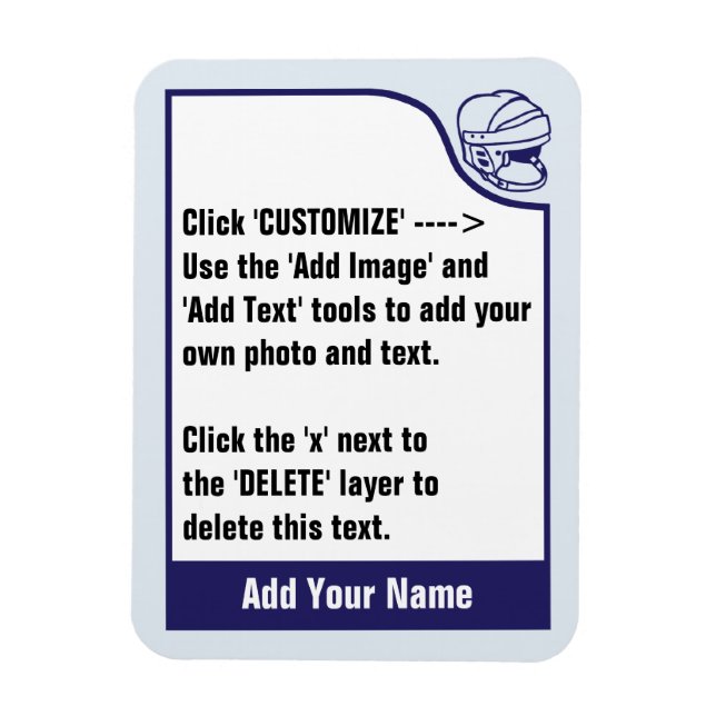 Magnet Flexible Customisez votre propre carte de commerce de hocke (Vertical)
