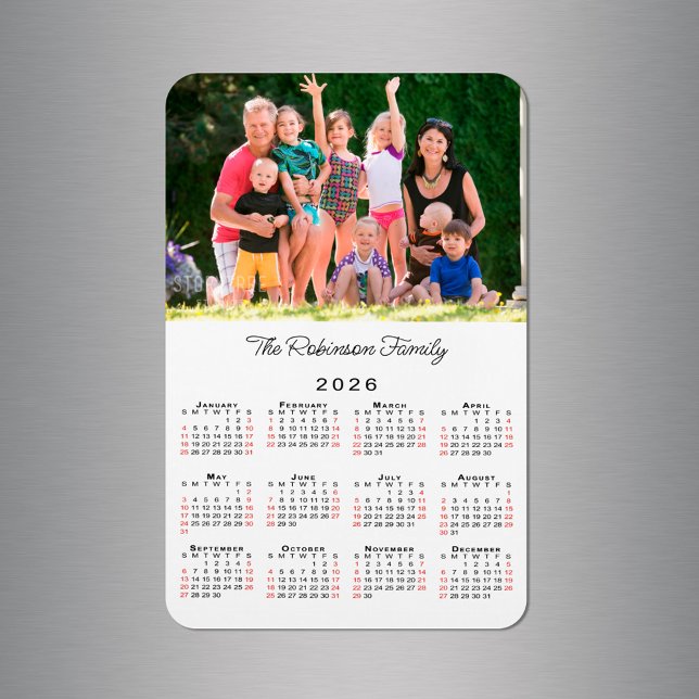 Magnet Flexible Customizable Photo Name 2026 Calendar (Customizable Photo Name 2026 Calendar Magnet in situ)