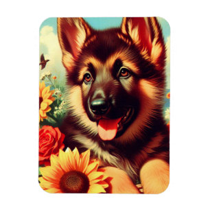 Magnet Flexible Cute berger allemand Peinture de chiot