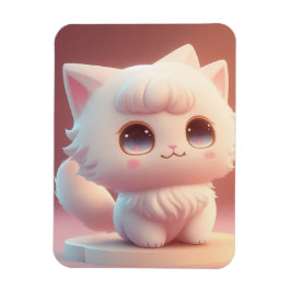 Magnet Flexible Cute Big Eyes Fluffy Blanc Chat