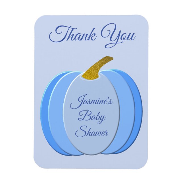 Magnet Flexible Cute Blue Baby Boy Citrouille Baby shower personna (Vertical)