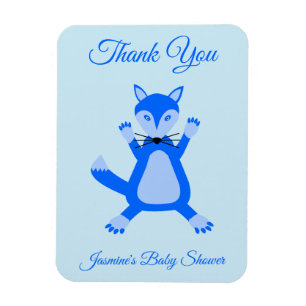 Magnet Flexible Cute Blue Baby Boy Fox Baby shower personnalisé