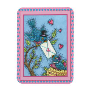 MAGNET FLEXIBLE CUTE BLUEBIRD SWEETHEARTS, INSÉPARABLE VALENTINE