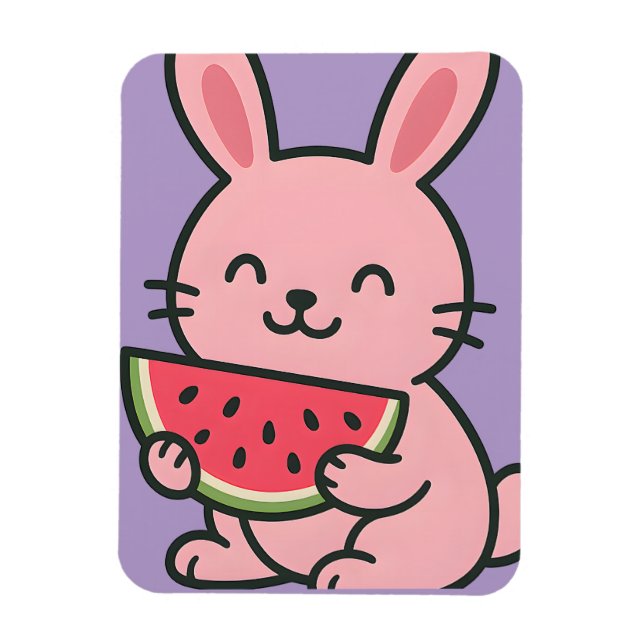 Magnet Flexible Cute Bunny Manger de la pastèque Aimant (Vertical)