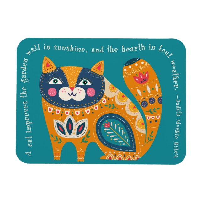 Magnet Flexible Cute chat Boho avec devis (Horizontal)