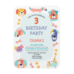 Magnet Flexible Cute Chien Chien Chien Chien Chien 3e Anniversaire