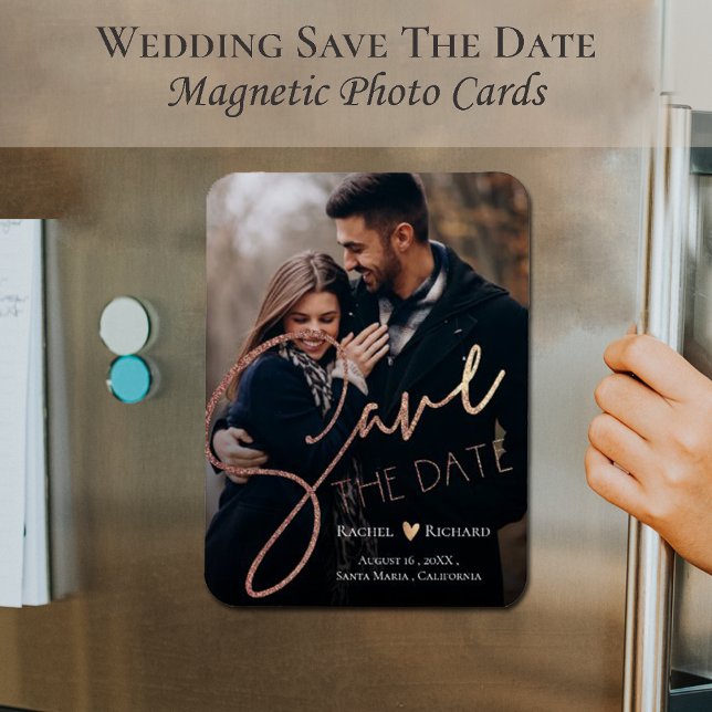 Magnet Flexible Cute Faux Rose Gold Mariage Photo Enregistrer la d (Créateur téléchargé)