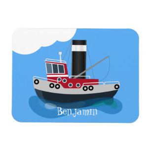 Magnet Flexible Cute fishing trawler boat cartoon illustration