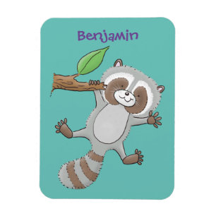 Magnet Flexible Cute happy raccoon baby cartoon illustration