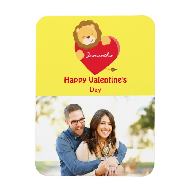 Magnet Flexible Cute Lion Photo Saint Valentin Jaune (Vertical)