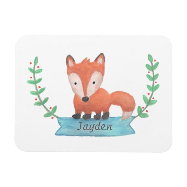 Magnet Flexible Cute Little Woodland Fox Personnalisé Enfants Magn (Horizontal)