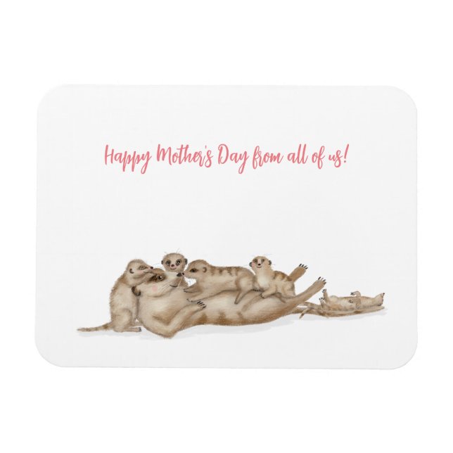 Magnet Flexible Cute meerkat famille aimant la fête des mères (Horizontal)