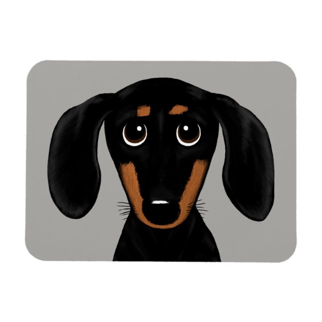 Magnet Flexible Cute Short Haired Black et Tan Dachshund (Horizontal)