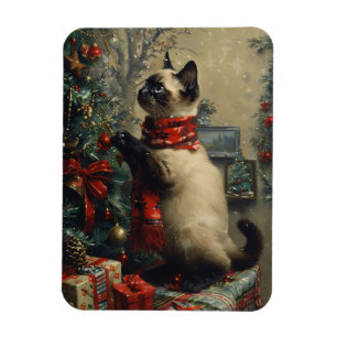 Magnet Flexible Cute Siamese Chat Noël Vintage Flexible