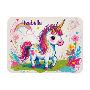 Magnet Flexible Cute Unicorn Scribbles Avec Nom Enfants