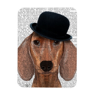 Magnet Flexible Dachshund avec Casquette Black Bowler