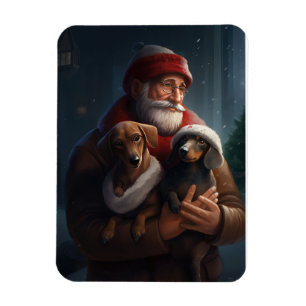 Magnet Flexible Dachshund avec le Père Noël Festif de Noël