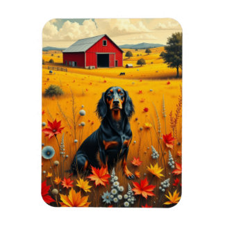 Magnet Flexible dachshund on the farm in autumn