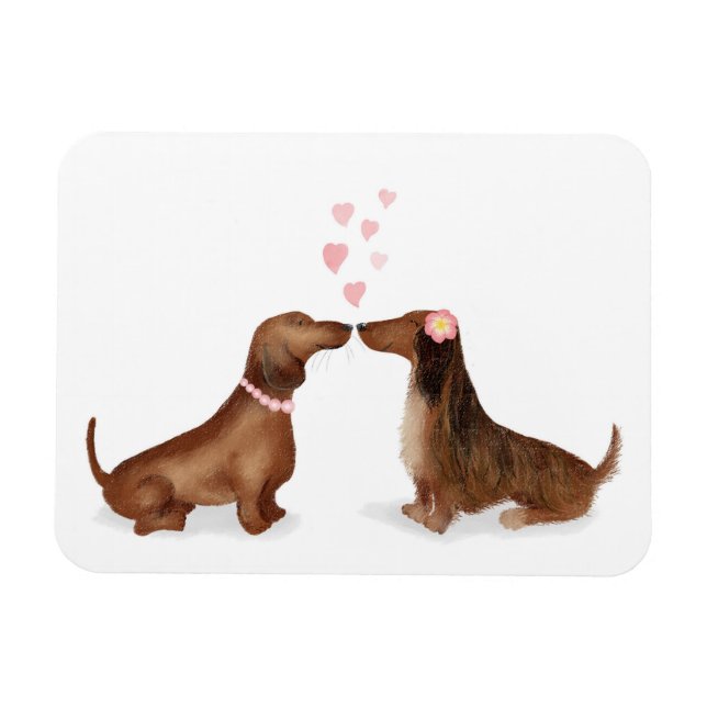 Magnet Flexible Dachshunds dans l'aimant frigo (deux filles) (Horizontal)