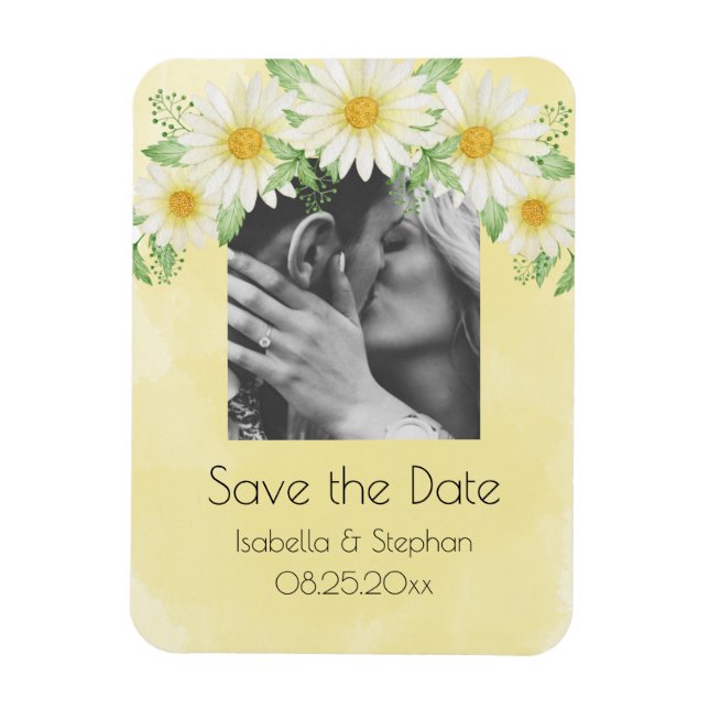 Magnet Flexible Daisies Blanc Jaune Floral Photo Enregistrer la da (Vertical)