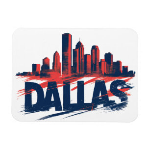 Magnet Flexible Dallas Skyline Impression d'art à l'aquarelle – Vi