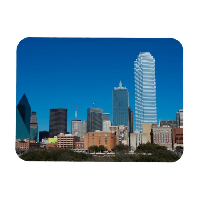 Magnet Flexible Dallas Texas skyline au coucher du soleil (Horizontal)